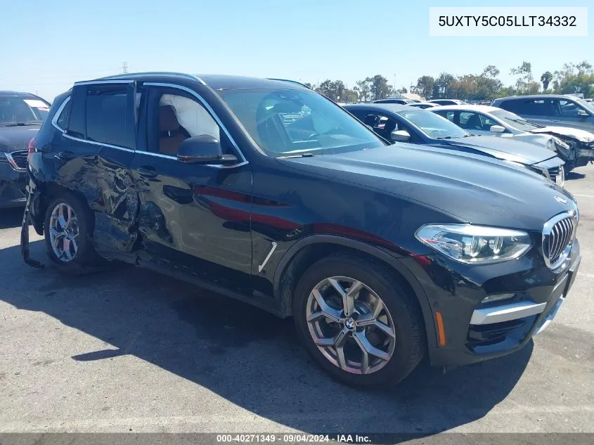 2020 BMW X3 xDrive30I VIN: 5UXTY5C05LLT34332 Lot: 40271349