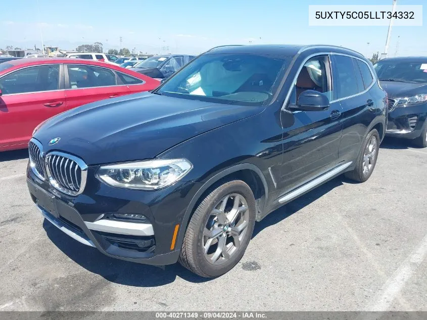 2020 BMW X3 xDrive30I VIN: 5UXTY5C05LLT34332 Lot: 40271349