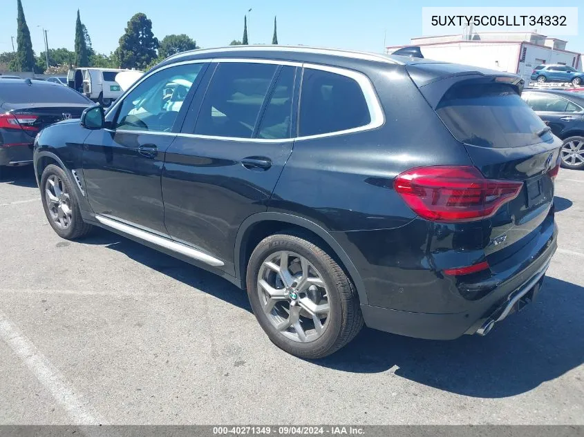 2020 BMW X3 xDrive30I VIN: 5UXTY5C05LLT34332 Lot: 40271349