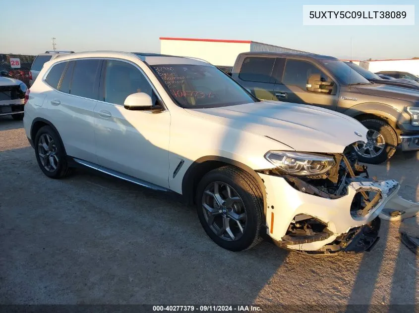 2020 BMW X3 xDrive30I VIN: 5UXTY5C09LLT38089 Lot: 40277379