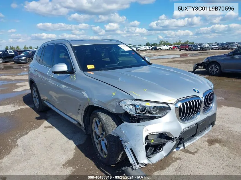 2020 BMW X3 Sdrive30I VIN: 5UXTY3C01L9B70596 Lot: 40433316