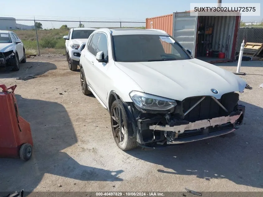 2020 BMW X3 Sdrive30I VIN: 5UXTY3C02LLU72575 Lot: 40497829