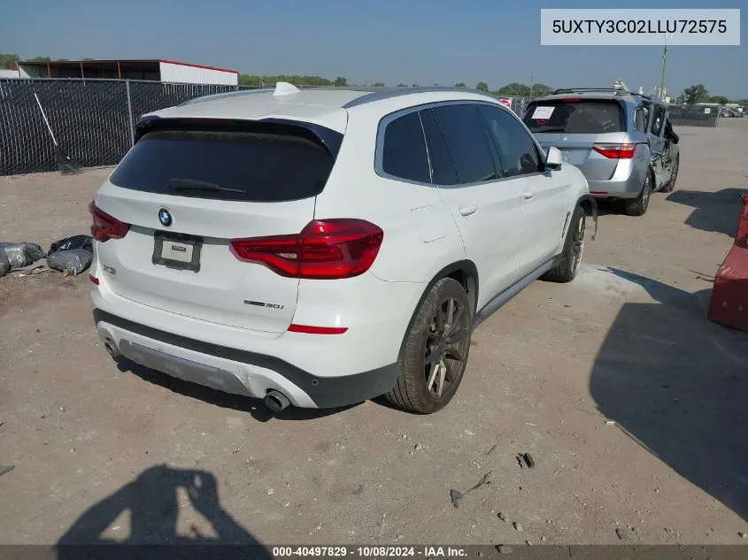 5UXTY3C02LLU72575 2020 BMW X3 Sdrive30I