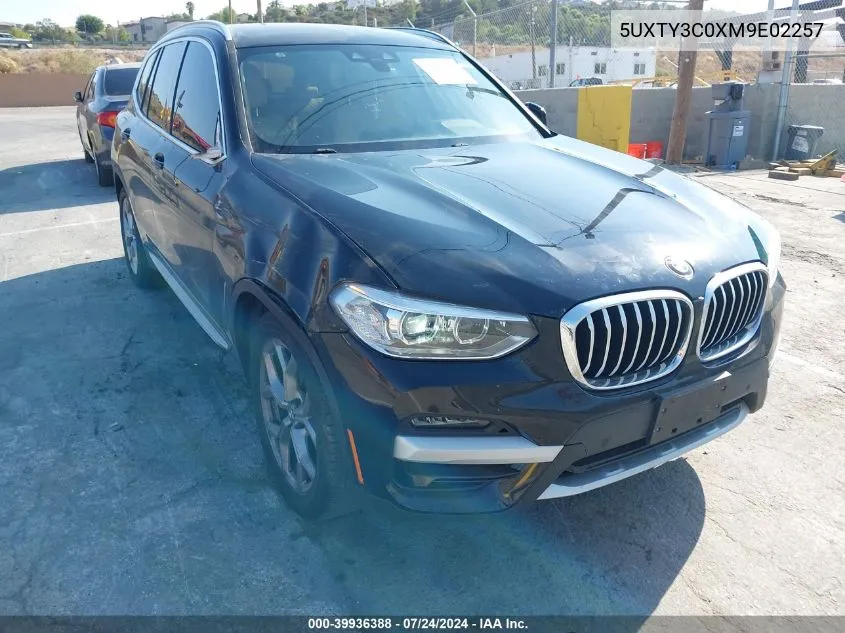 2021 BMW X3 Sdrive30I VIN: 5UXTY3C0XM9E02257 Lot: 39936388