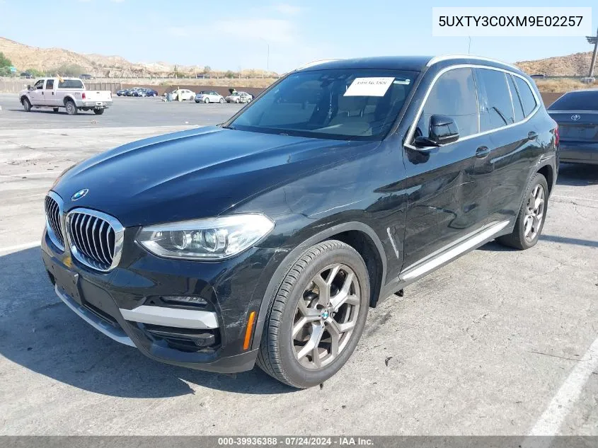 2021 BMW X3 Sdrive30I VIN: 5UXTY3C0XM9E02257 Lot: 39936388