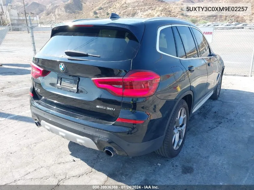 2021 BMW X3 Sdrive30I VIN: 5UXTY3C0XM9E02257 Lot: 39936388