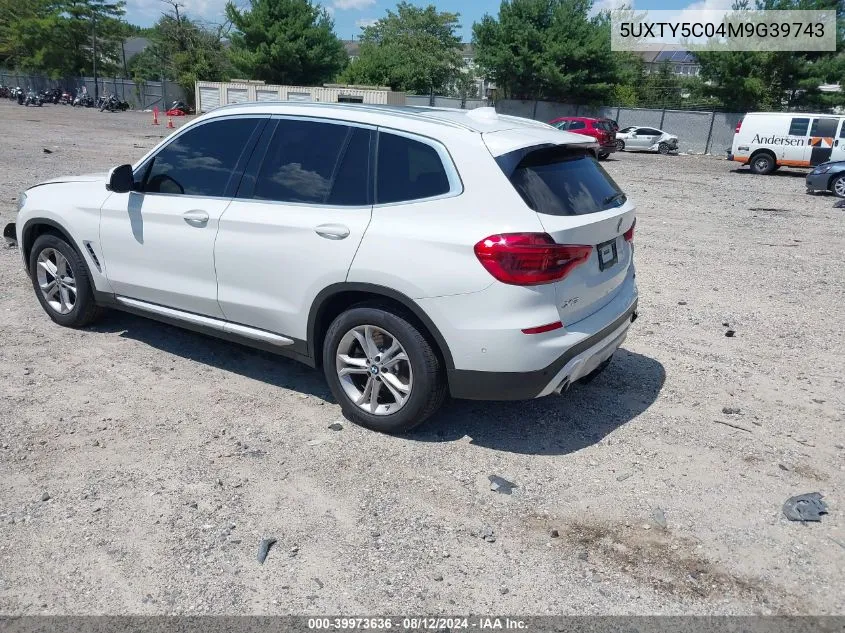 2021 BMW X3 xDrive30I VIN: 5UXTY5C04M9G39743 Lot: 39973636