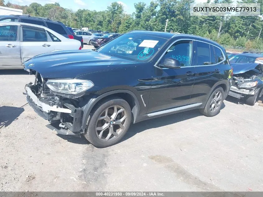 2021 BMW X3 xDrive30I VIN: 5UXTY5C03M9E77913 Lot: 40231950