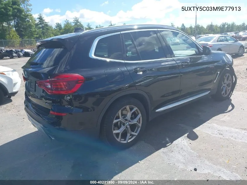 2021 BMW X3 xDrive30I VIN: 5UXTY5C03M9E77913 Lot: 40231950