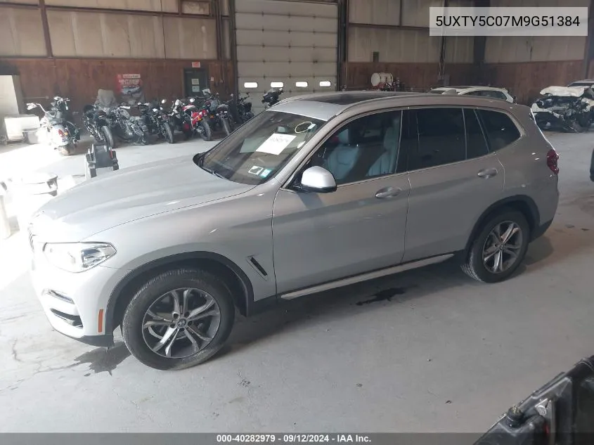 2021 BMW X3 xDrive30I VIN: 5UXTY5C07M9G51384 Lot: 40282979