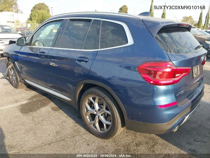 2021 BMW X3 Sdrive30I VIN: 5UXTY3C0XM9G10168 Lot: 40283020