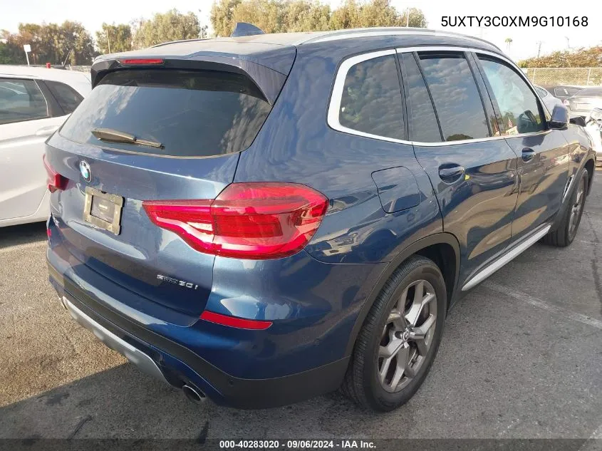 2021 BMW X3 Sdrive30I VIN: 5UXTY3C0XM9G10168 Lot: 40283020