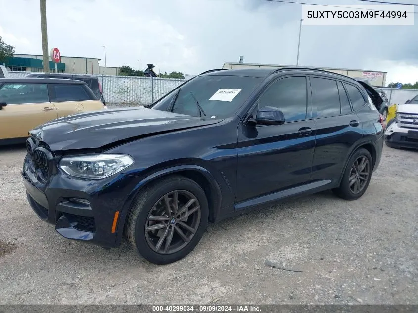 2021 BMW X3 xDrive30I VIN: 5UXTY5C03M9F44994 Lot: 40299034