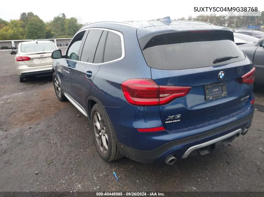 2021 BMW X3 xDrive30I VIN: 5UXTY5C04M9G38768 Lot: 40448065