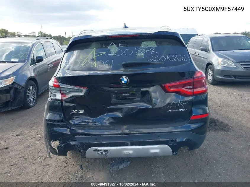 2021 BMW X3 xDrive30I VIN: 5UXTY5C0XM9F57449 Lot: 40491927