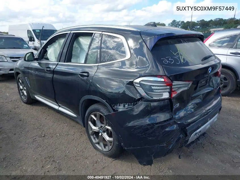 2021 BMW X3 xDrive30I VIN: 5UXTY5C0XM9F57449 Lot: 40491927