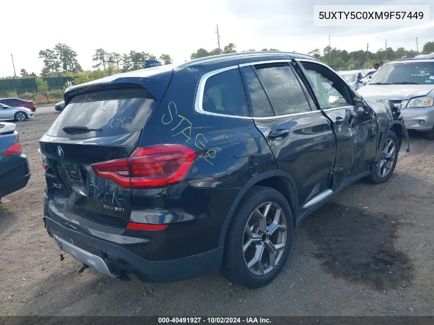 2021 BMW X3 xDrive30I VIN: 5UXTY5C0XM9F57449 Lot: 40491927