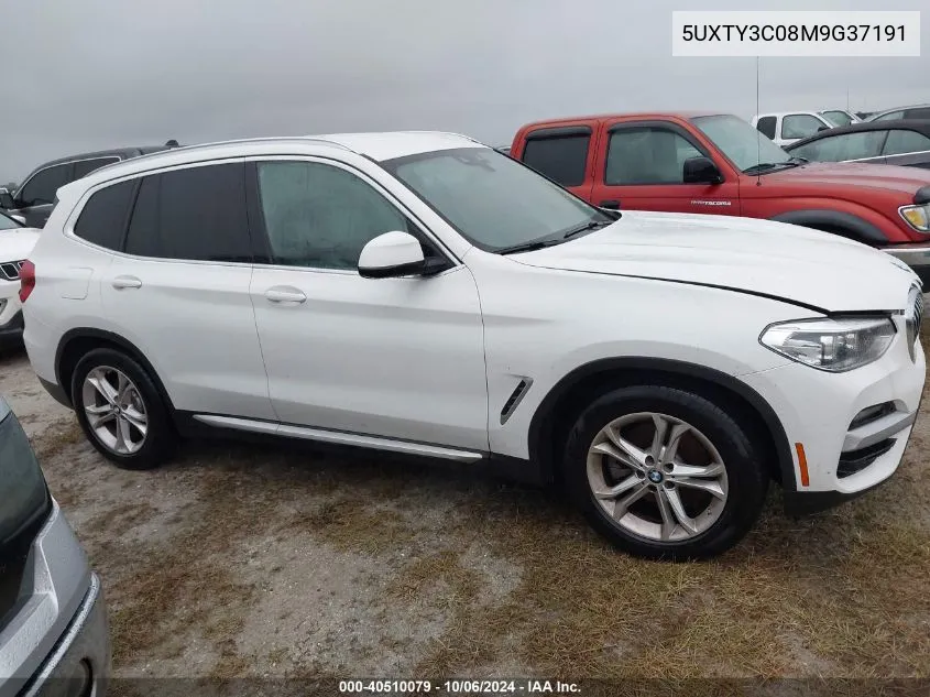 2021 BMW X3 Sdrive30I VIN: 5UXTY3C08M9G37191 Lot: 40510079