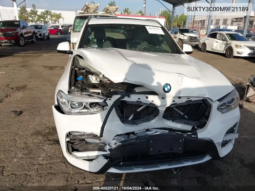 2021 BMW X3 Sdrive30I VIN: 5UXTY3C00M9F21189 Lot: 40520121