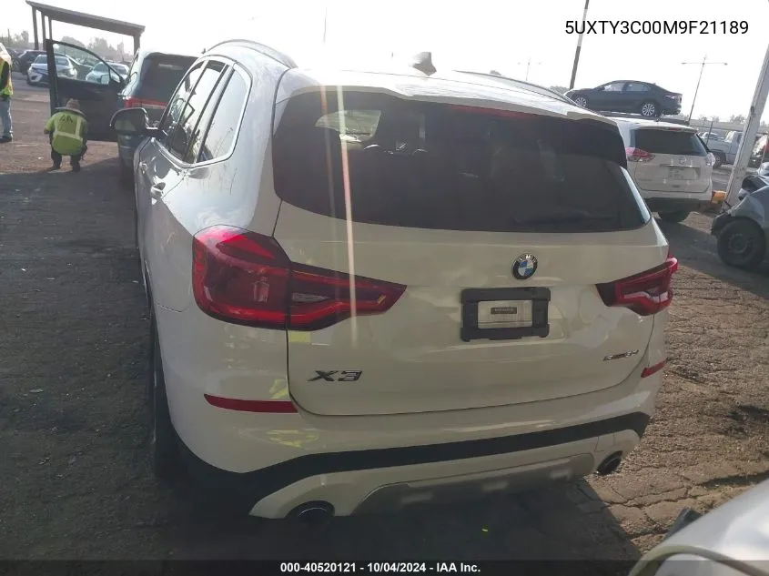 2021 BMW X3 Sdrive30I VIN: 5UXTY3C00M9F21189 Lot: 40520121