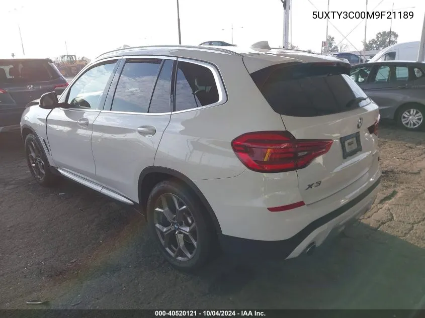 2021 BMW X3 Sdrive30I VIN: 5UXTY3C00M9F21189 Lot: 40520121