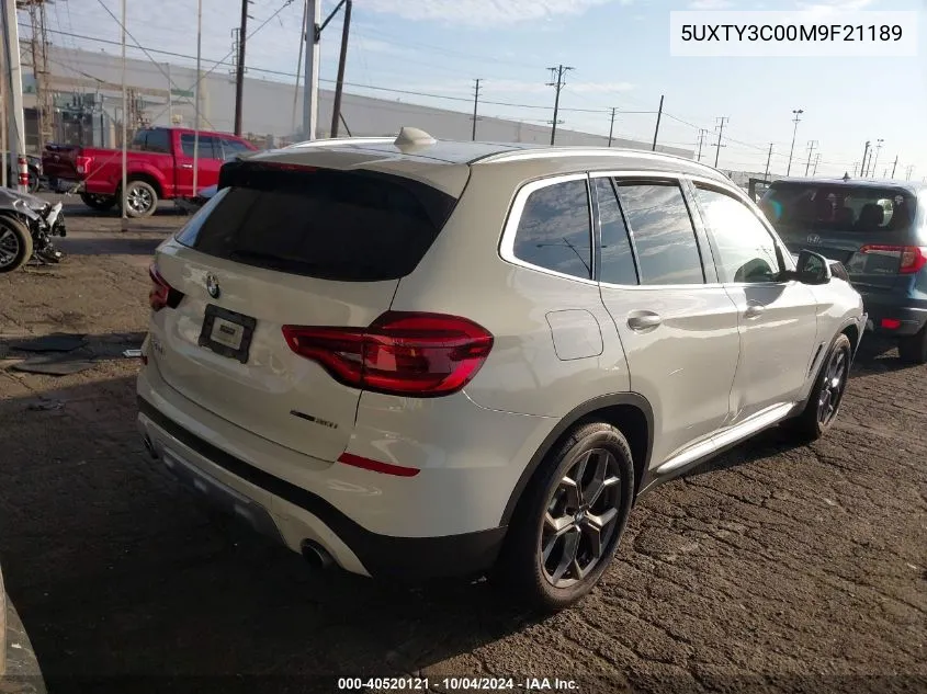 5UXTY3C00M9F21189 2021 BMW X3 Sdrive30I