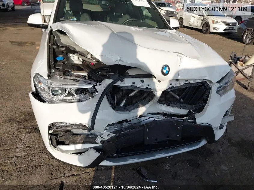 2021 BMW X3 Sdrive30I VIN: 5UXTY3C00M9F21189 Lot: 40520121