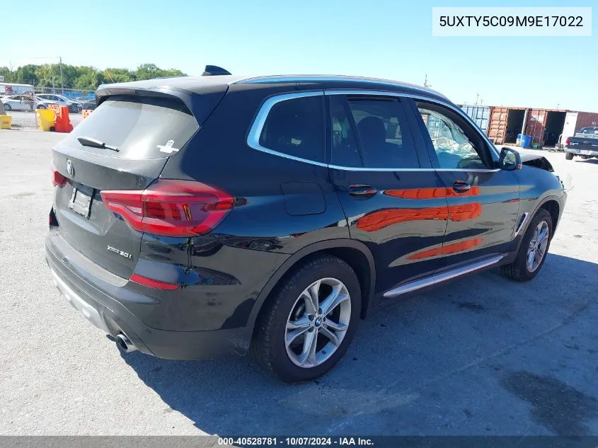 2021 BMW X3 xDrive30I VIN: 5UXTY5C09M9E17022 Lot: 40528781