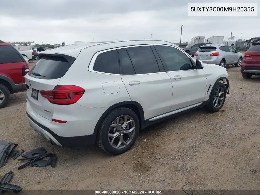 2021 BMW X3 Sdrive30I VIN: 5UXTY3C00M9H20355 Lot: 40589826