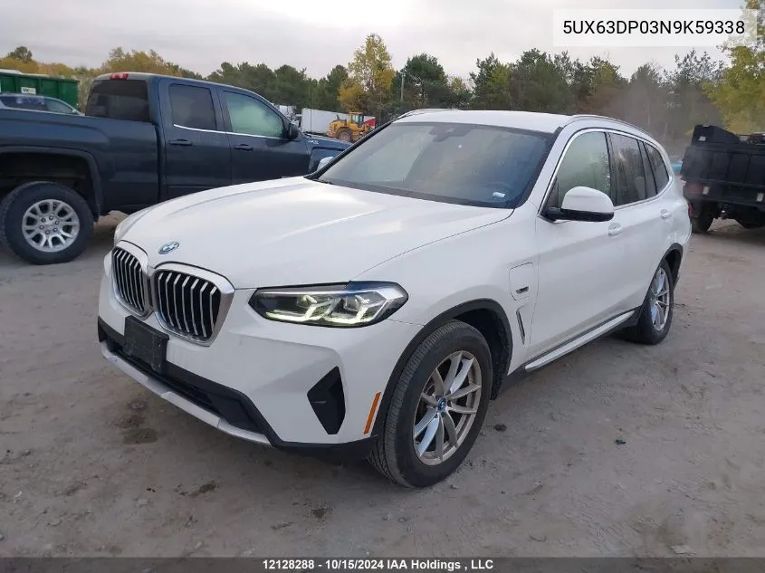 2022 BMW X3 VIN: 5UX63DP03N9K59338 Lot: 12128288