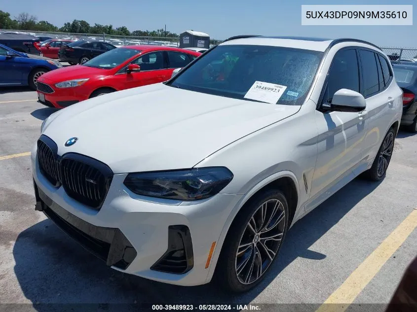 2022 BMW X3 Sdrive30I VIN: 5UX43DP09N9M35610 Lot: 39489923