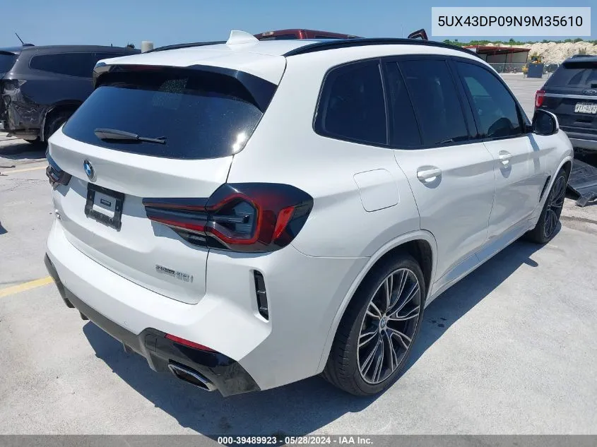 2022 BMW X3 Sdrive30I VIN: 5UX43DP09N9M35610 Lot: 39489923