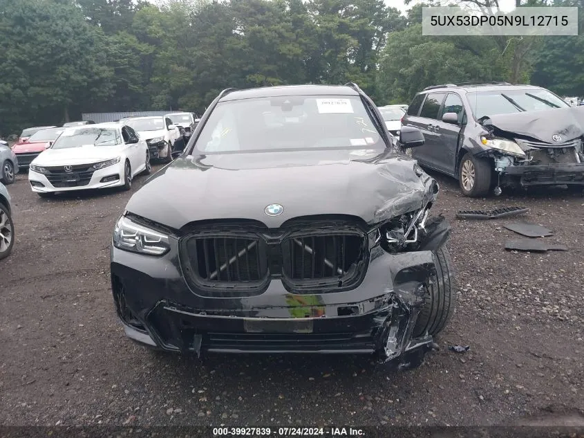 2022 BMW X3 xDrive30I VIN: 5UX53DP05N9L12715 Lot: 39927839