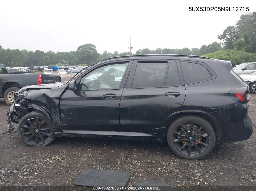 2022 BMW X3 xDrive30I VIN: 5UX53DP05N9L12715 Lot: 39927839