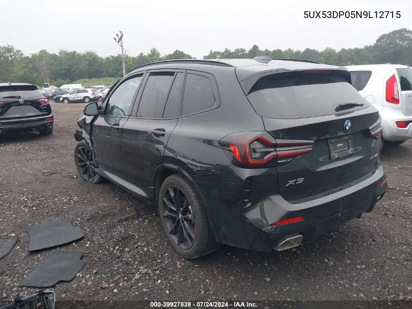 2022 BMW X3 xDrive30I VIN: 5UX53DP05N9L12715 Lot: 39927839