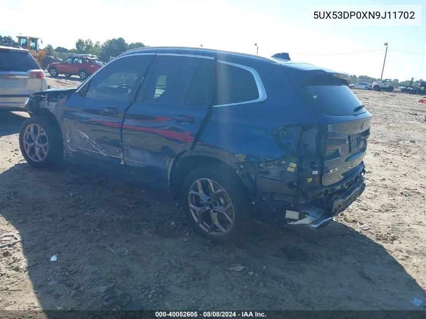 5UX53DP0XN9J11702 2022 BMW X3 xDrive30I