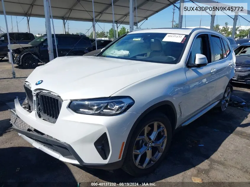 2022 BMW X3 Sdrive30I VIN: 5UX43DP05N9K45772 Lot: 40137232