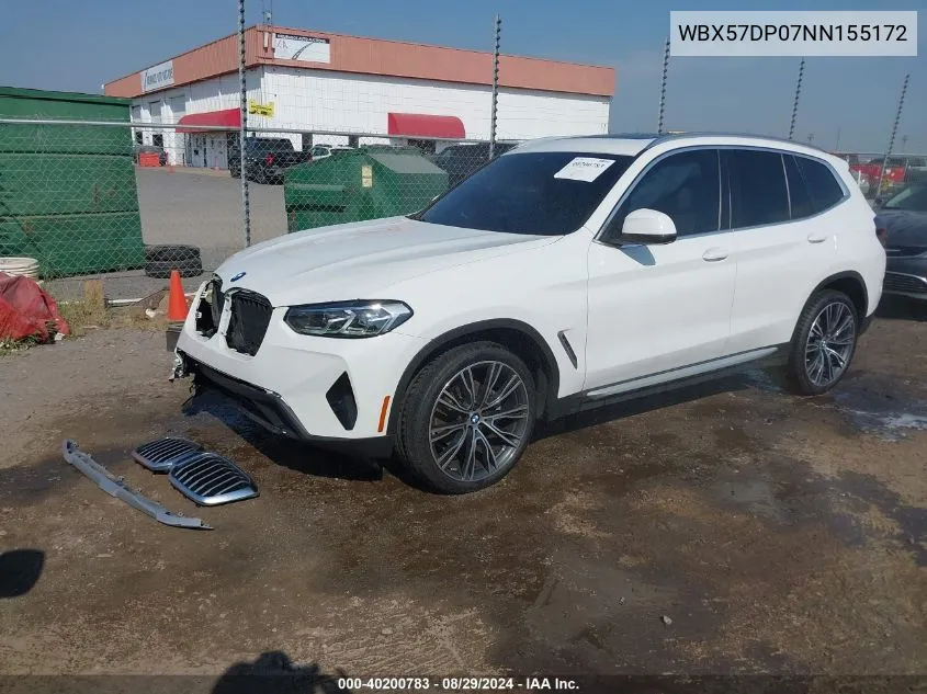 2022 BMW X3 xDrive30I VIN: WBX57DP07NN155172 Lot: 40200783