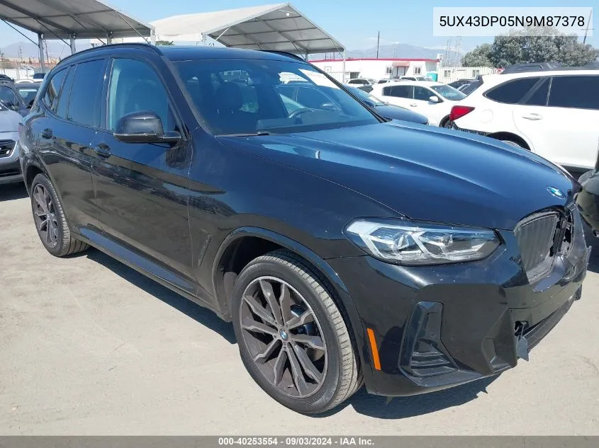 2022 BMW X3 Sdrive30I VIN: 5UX43DP05N9M87378 Lot: 40253554