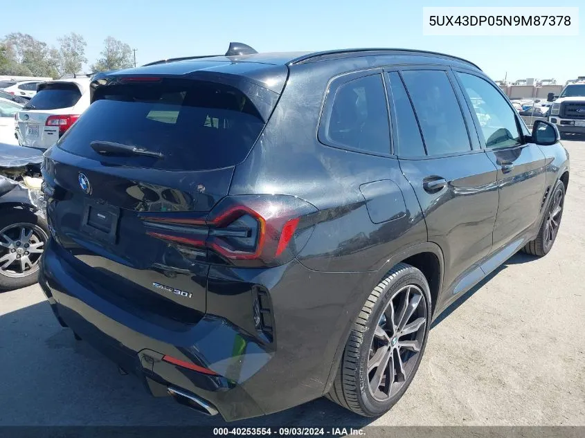 2022 BMW X3 Sdrive30I VIN: 5UX43DP05N9M87378 Lot: 40253554