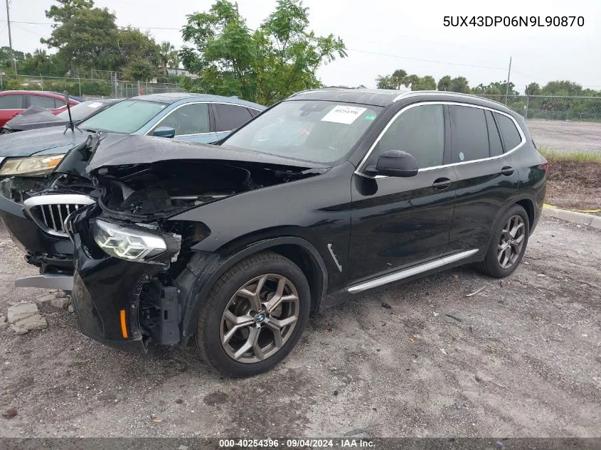 2022 BMW X3 Sdrive30I VIN: 5UX43DP06N9L90870 Lot: 40254396