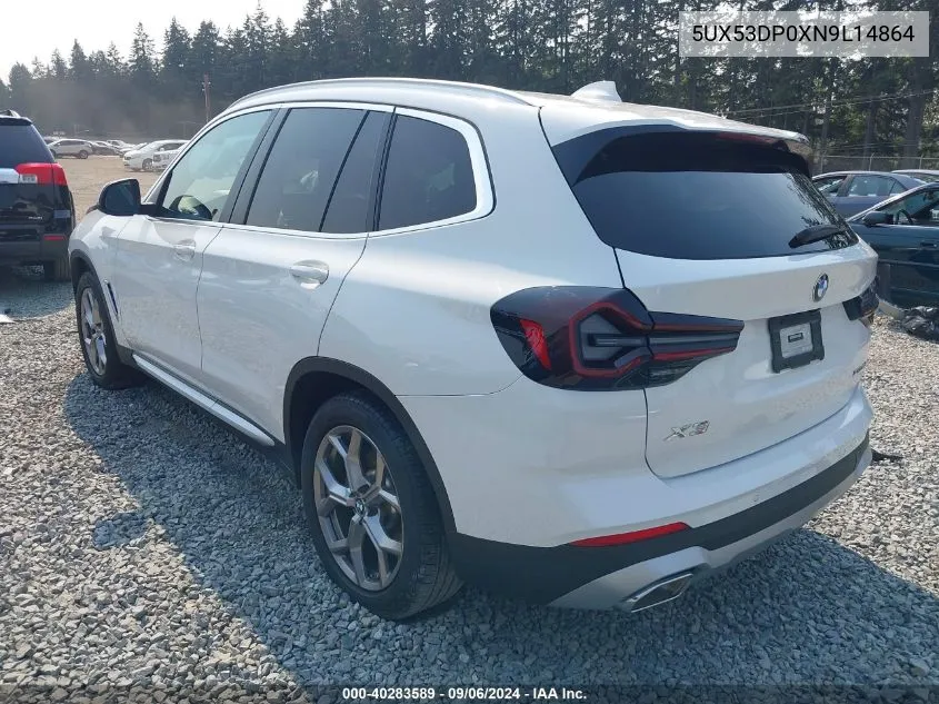 2022 BMW X3 xDrive30I VIN: 5UX53DP0XN9L14864 Lot: 40283589