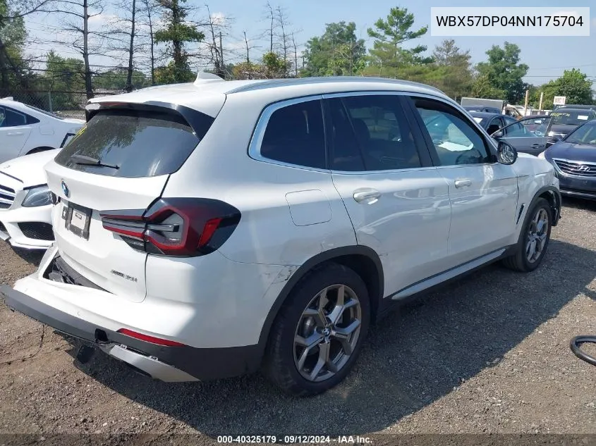 2022 BMW X3 xDrive30I VIN: WBX57DP04NN175704 Lot: 40325179