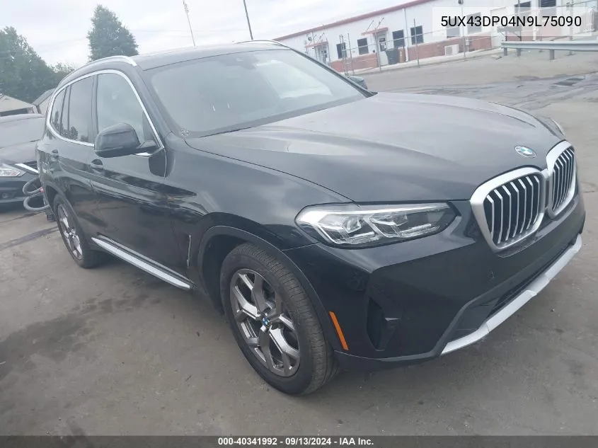 2022 BMW X3 Sdrive30I VIN: 5UX43DP04N9L75090 Lot: 40341992