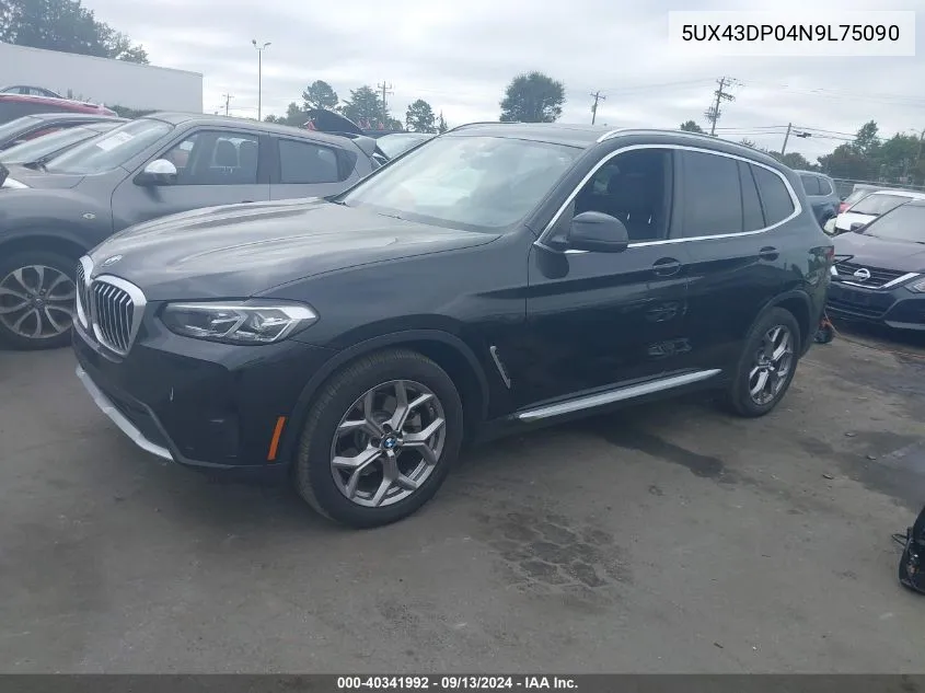 2022 BMW X3 Sdrive30I VIN: 5UX43DP04N9L75090 Lot: 40341992