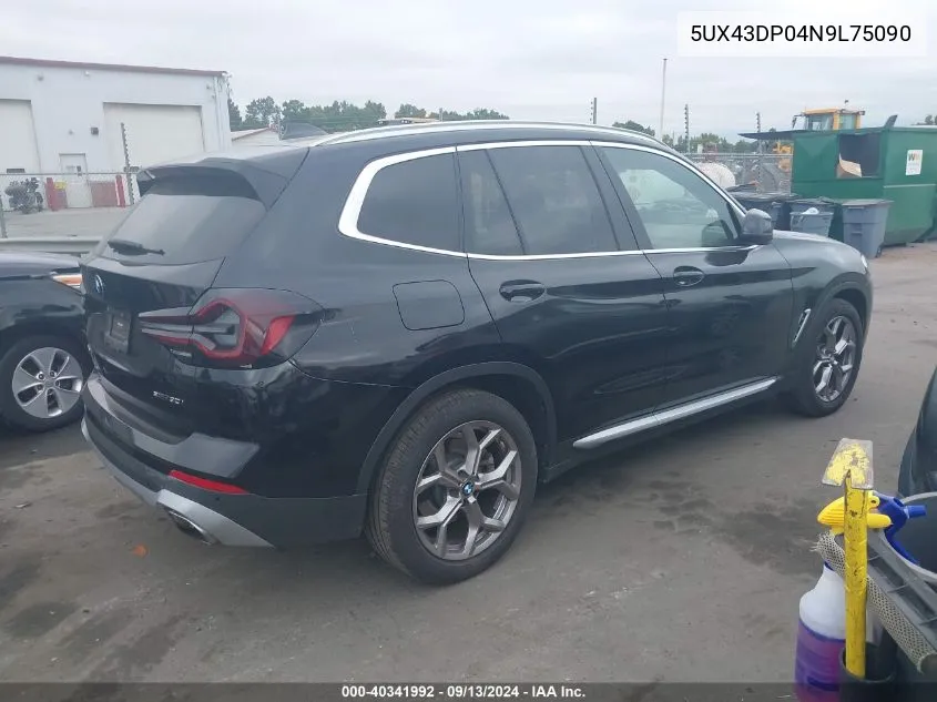 2022 BMW X3 Sdrive30I VIN: 5UX43DP04N9L75090 Lot: 40341992