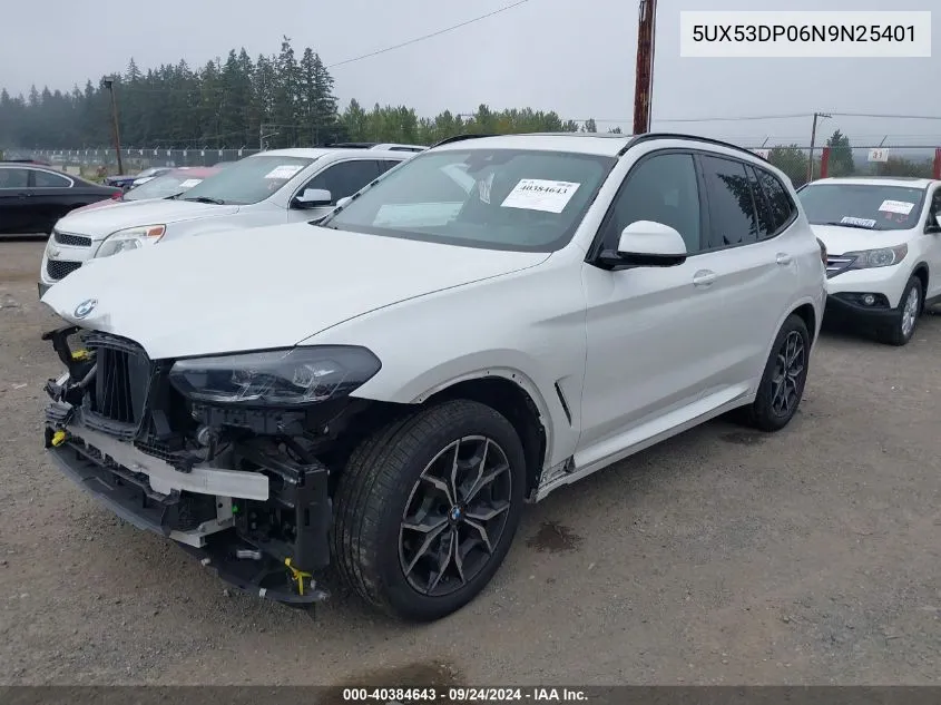 2022 BMW X3 xDrive30I VIN: 5UX53DP06N9N25401 Lot: 40384643