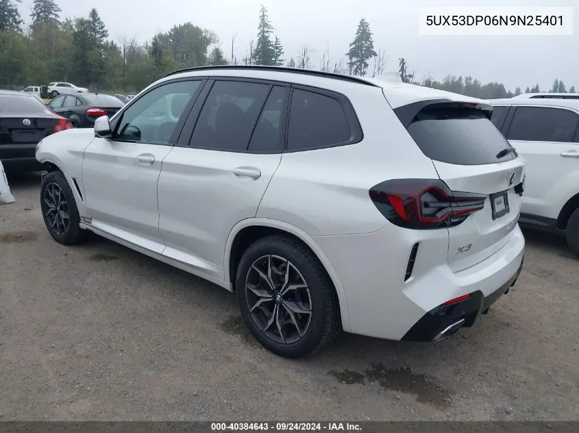 2022 BMW X3 xDrive30I VIN: 5UX53DP06N9N25401 Lot: 40384643