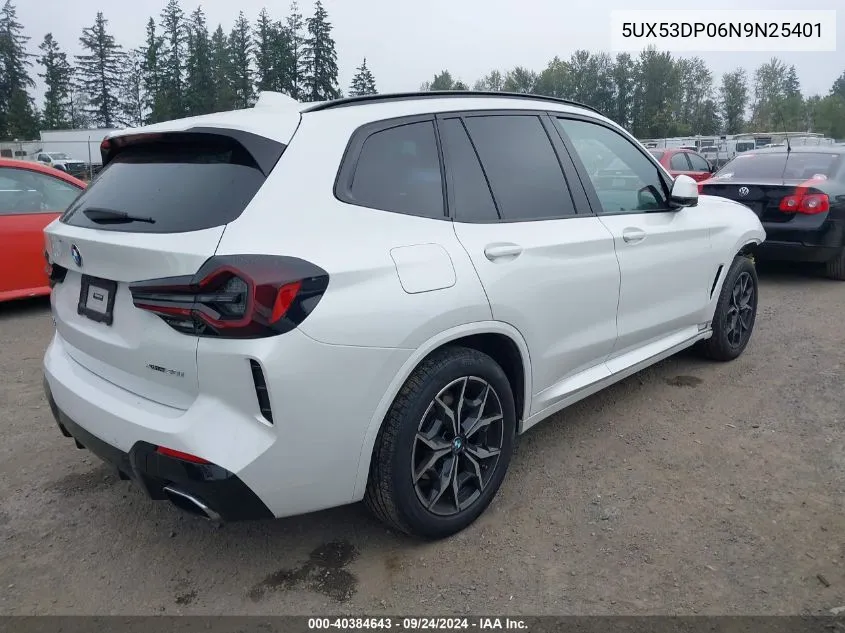 2022 BMW X3 xDrive30I VIN: 5UX53DP06N9N25401 Lot: 40384643