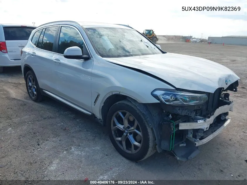 2022 BMW X3 Sdrive30I VIN: 5UX43DP09N9K82369 Lot: 40406176